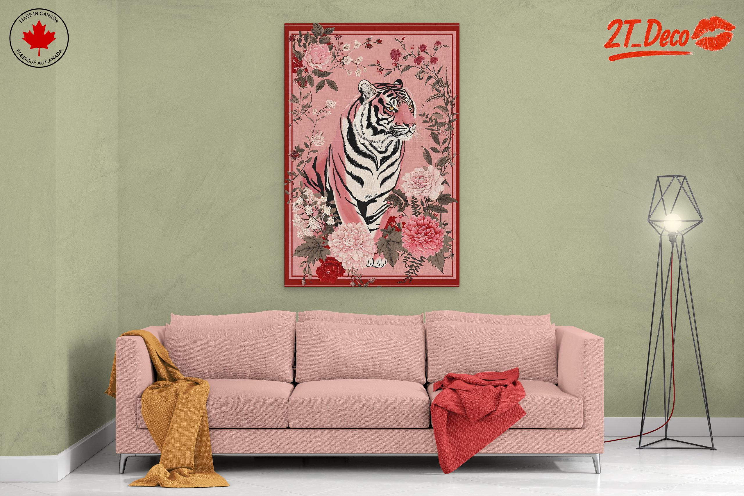 Stylized Tiger Among Floral Elements - Image 2
