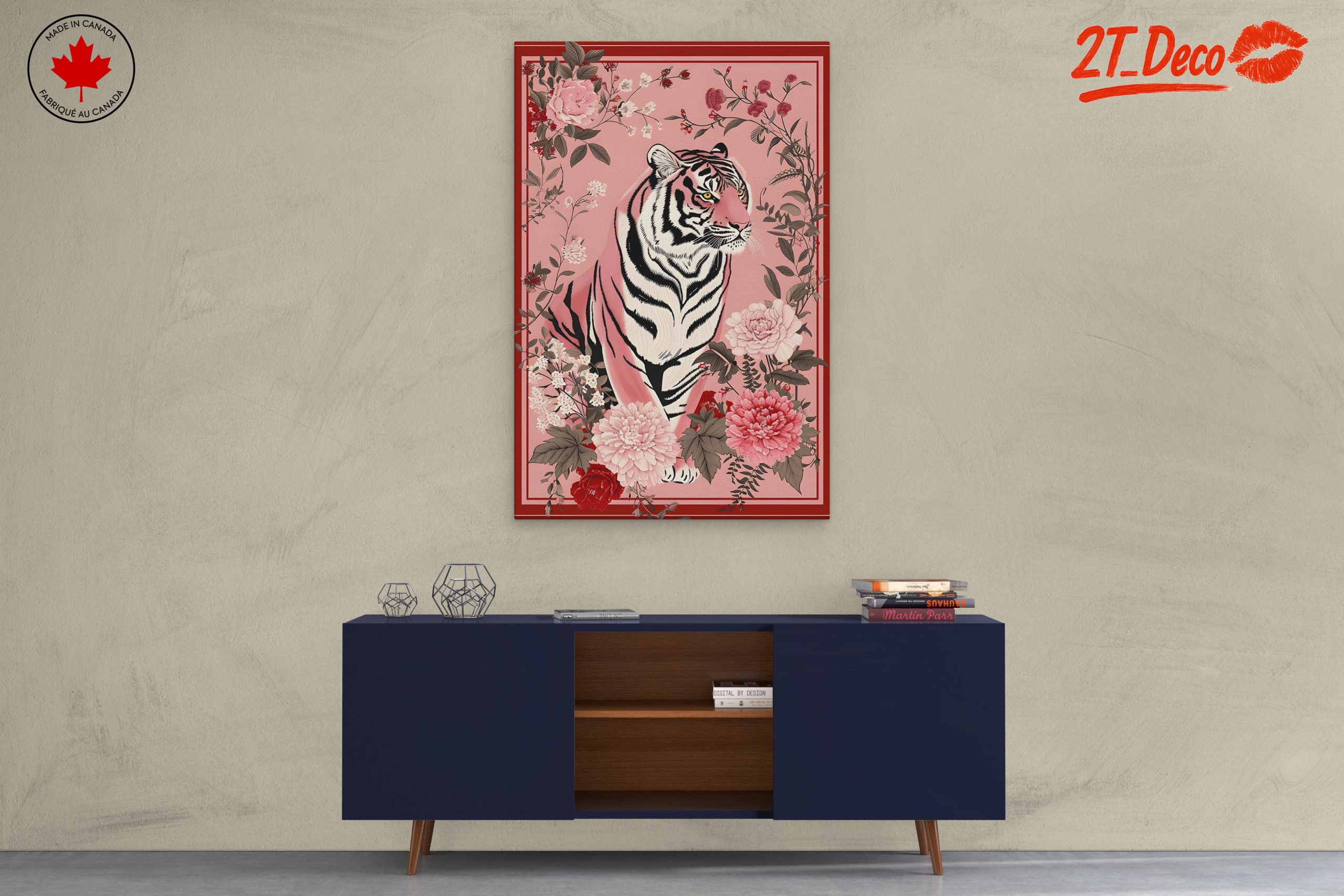 Stylized Tiger Among Floral Elements - Image 3