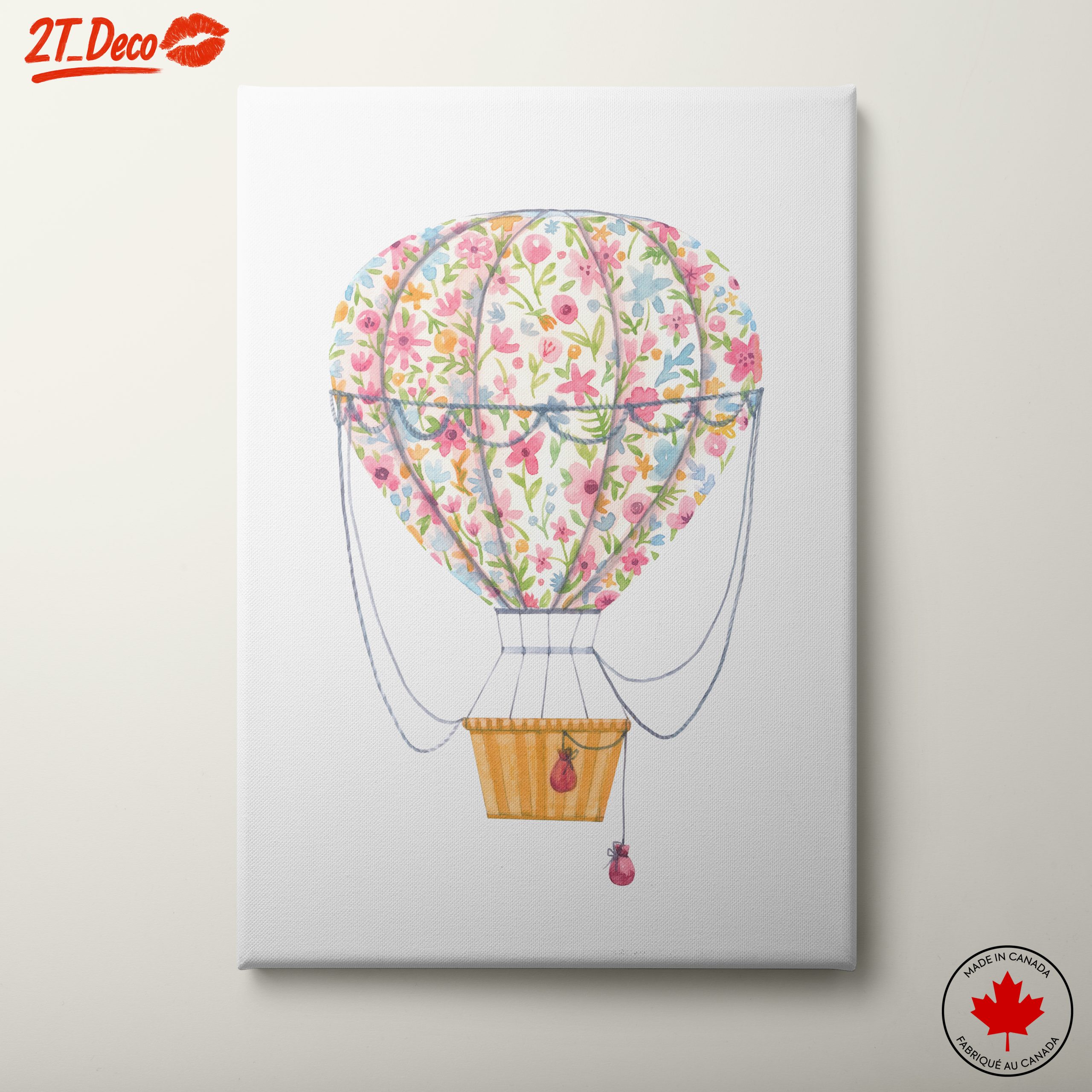 Whimsical Floral Hot Air Balloon Art
