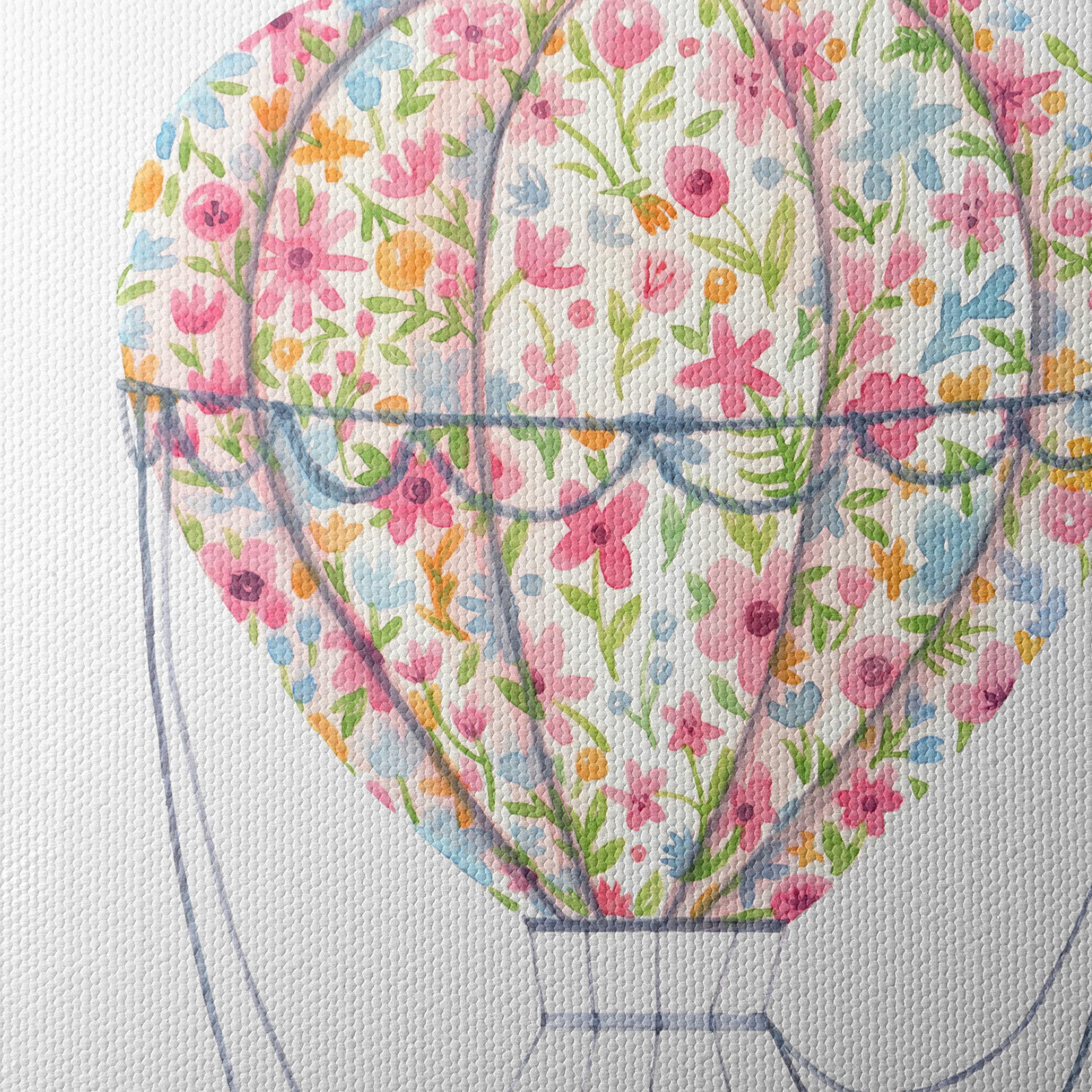 Whimsical Floral Hot Air Balloon Art - Image 4
