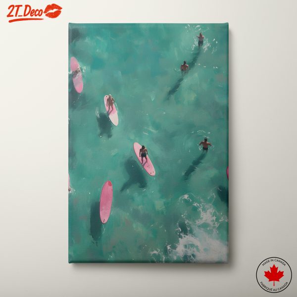 Vibrant Surfing Scene in Crystal Clear Waters