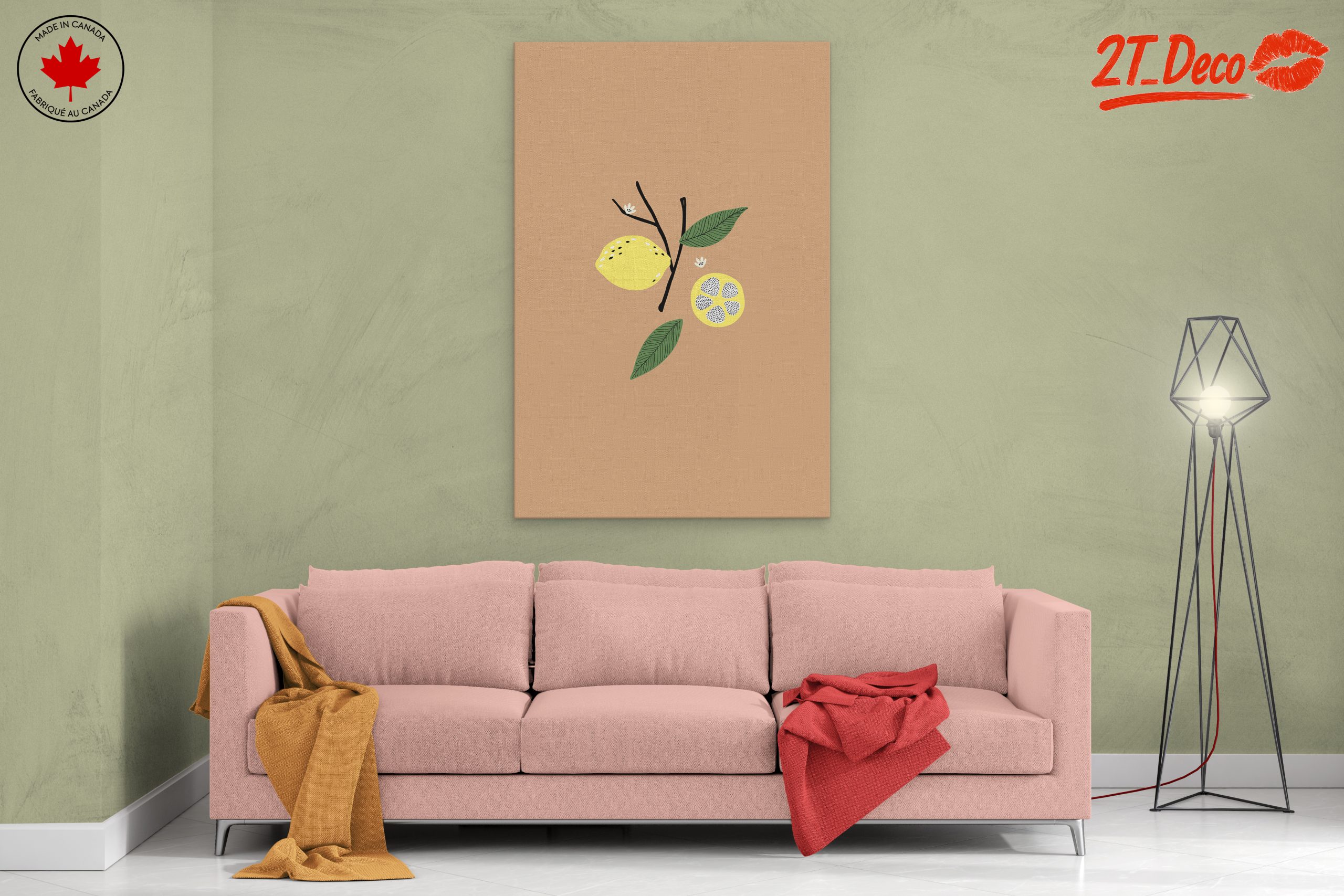 Stylized Lemons and Leaves Botanical Art - Image 2
