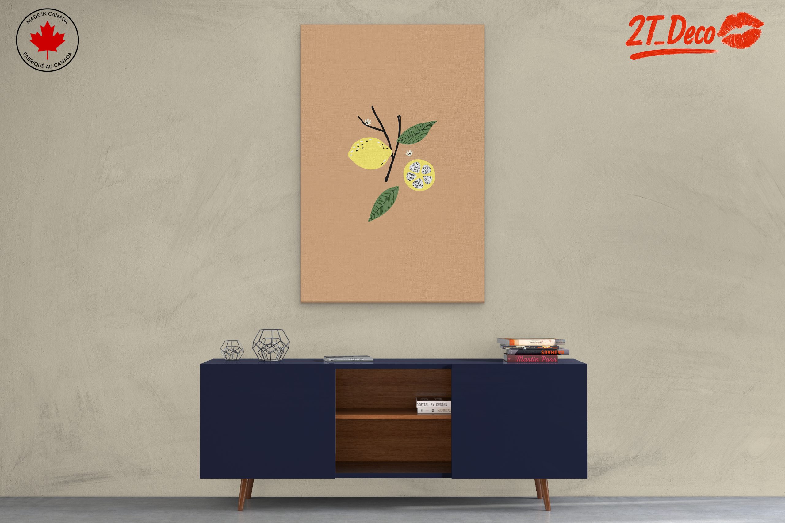 Stylized Lemons and Leaves Botanical Art - Image 3