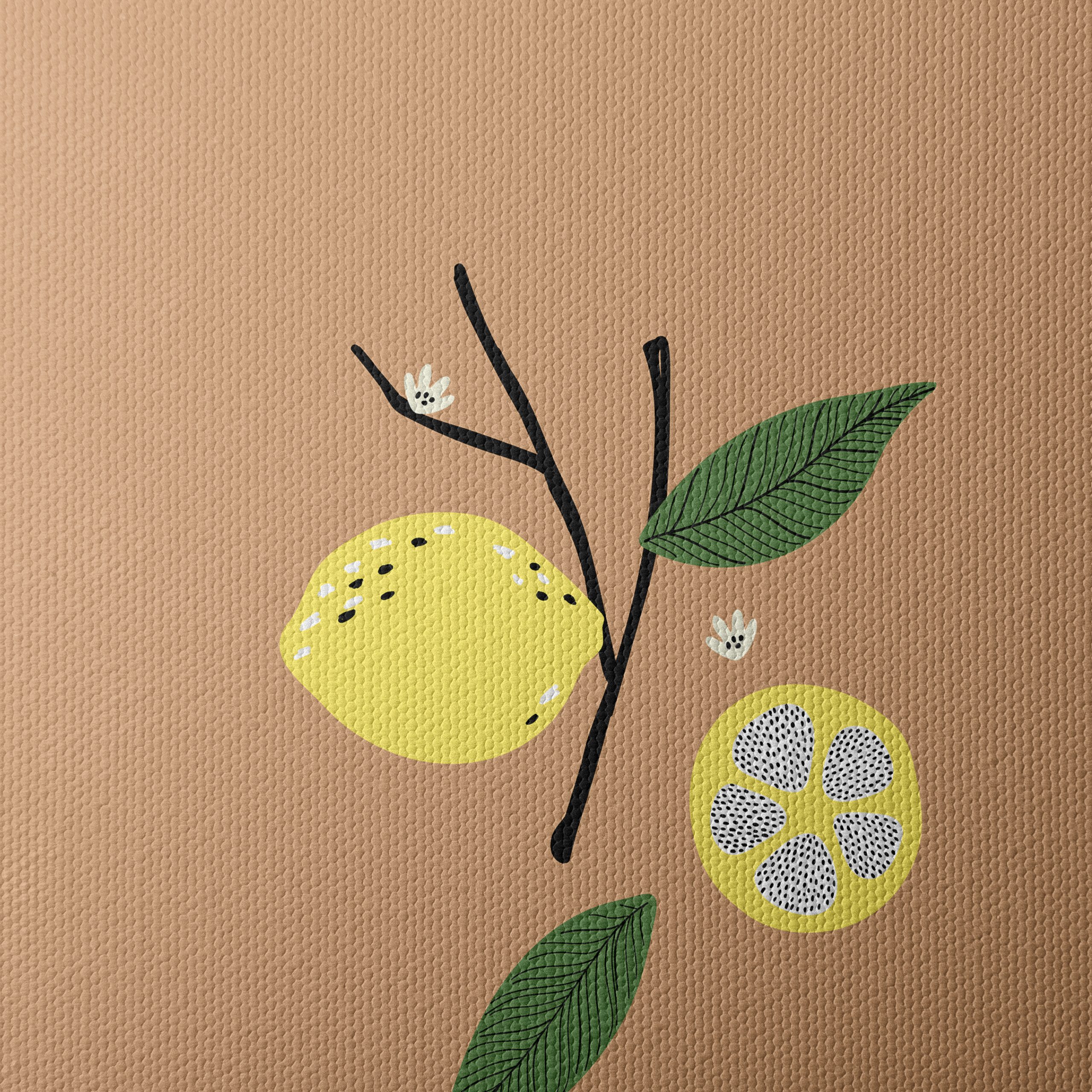Stylized Lemons and Leaves Botanical Art - Image 4