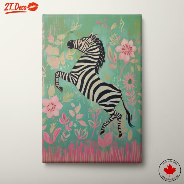 Playful Zebra Among Flowers