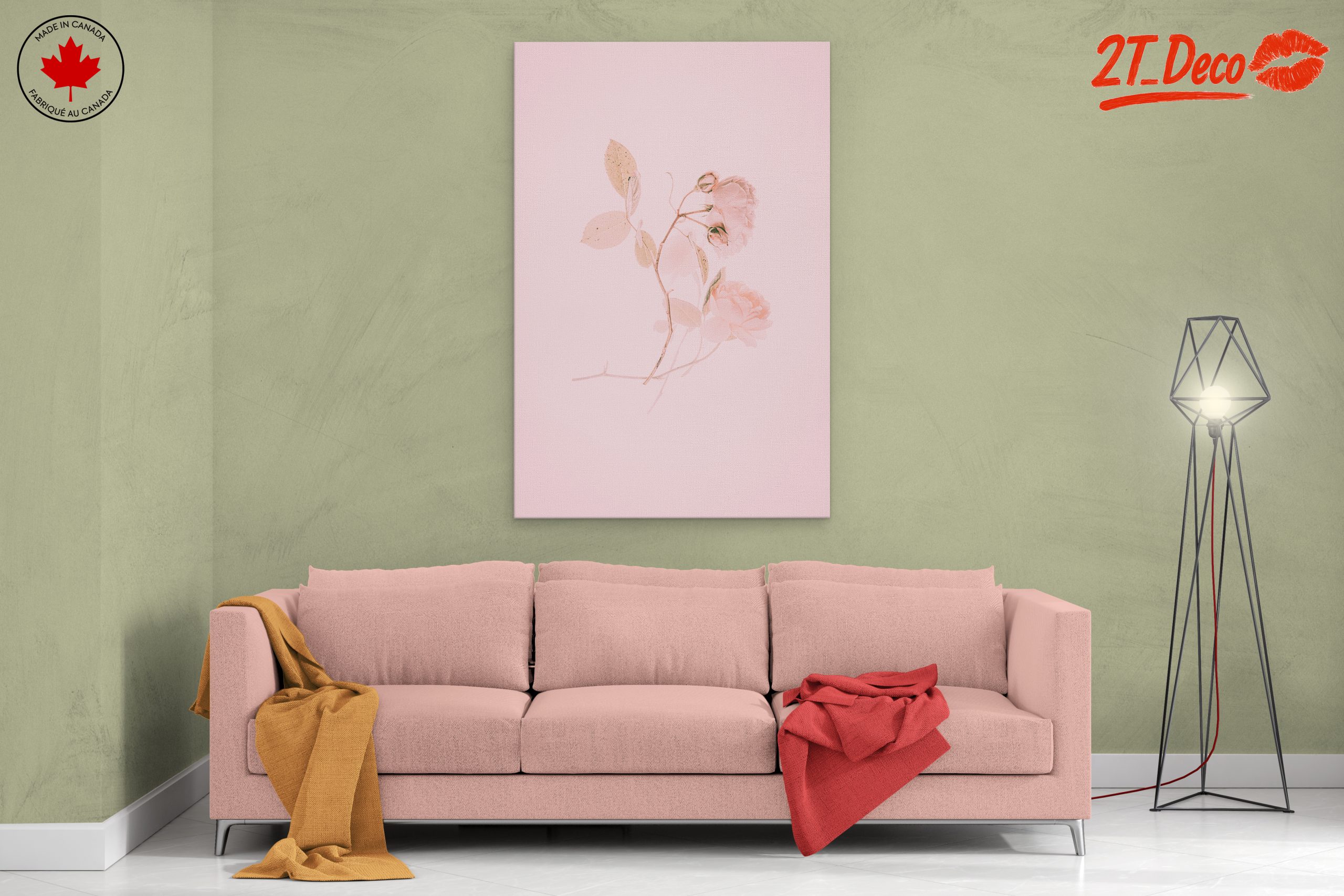 Delicate Floral Artwork in Soft Pink Tones - Image 2