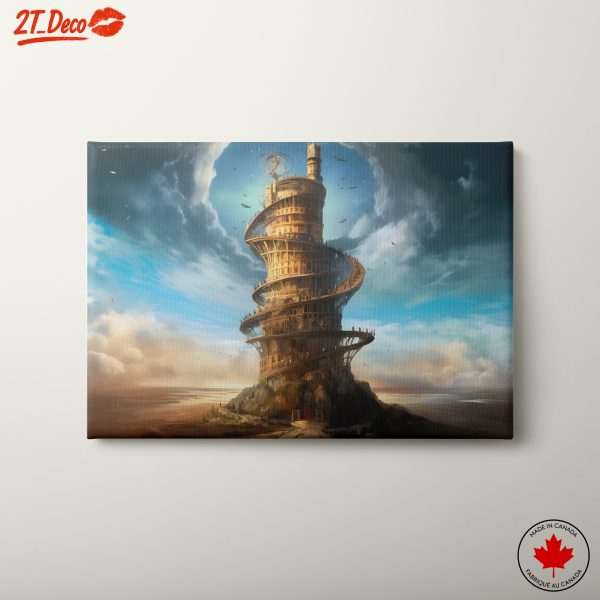 Futuristic Spiral Tower Under Dramatic Skies