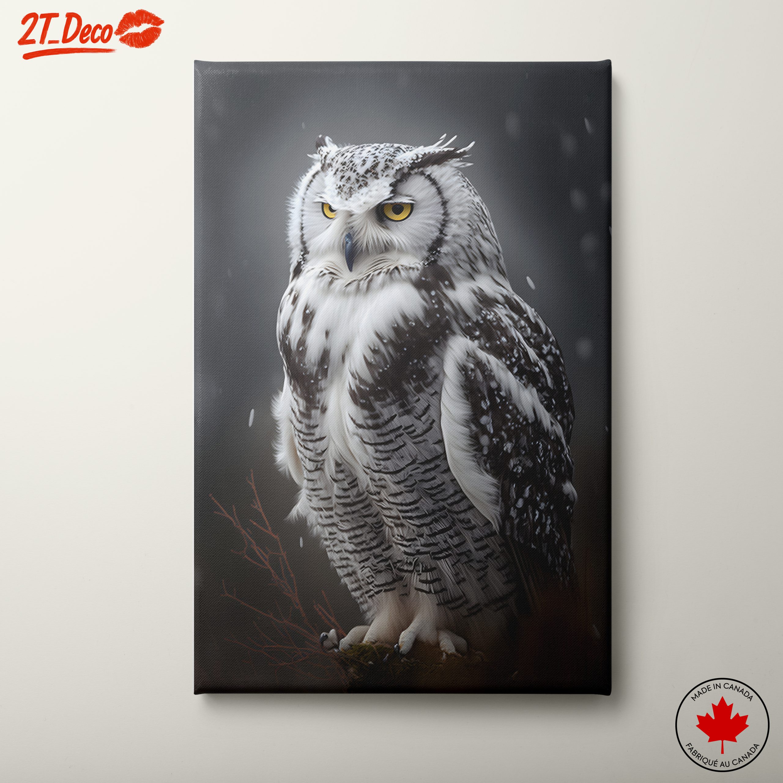 Majestic Owl Artwork in Winter Background