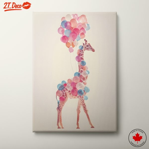 Whimsical Giraffe Surrounded by Balloons