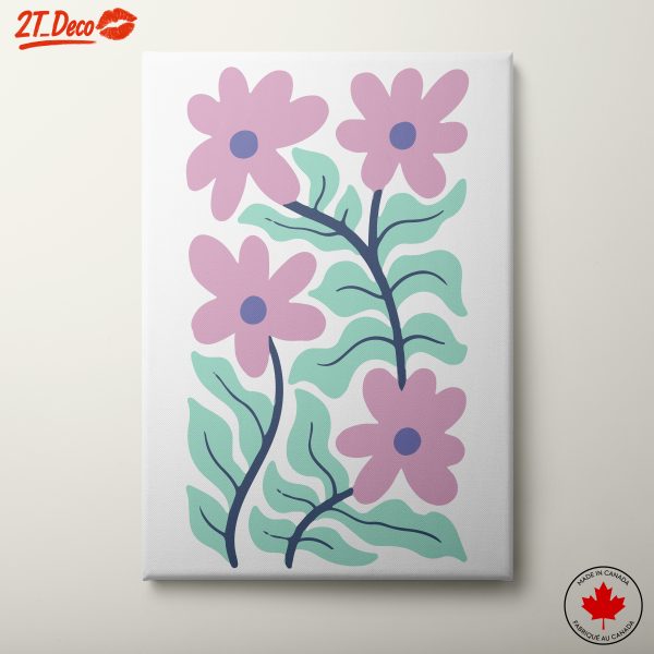 Stylized Floral Design with Pink Flowers