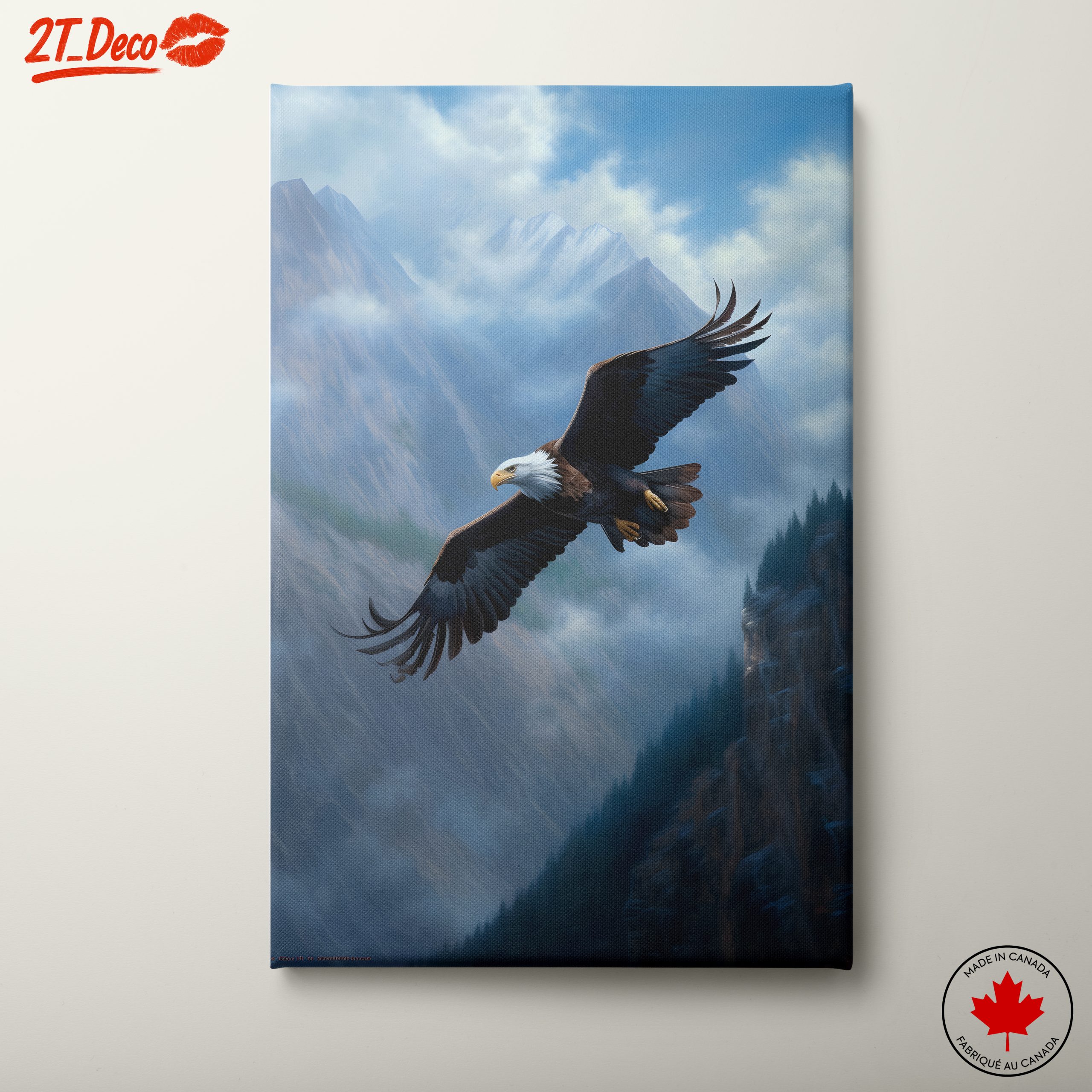 Majestic Eagle Flying Over Mountain Range