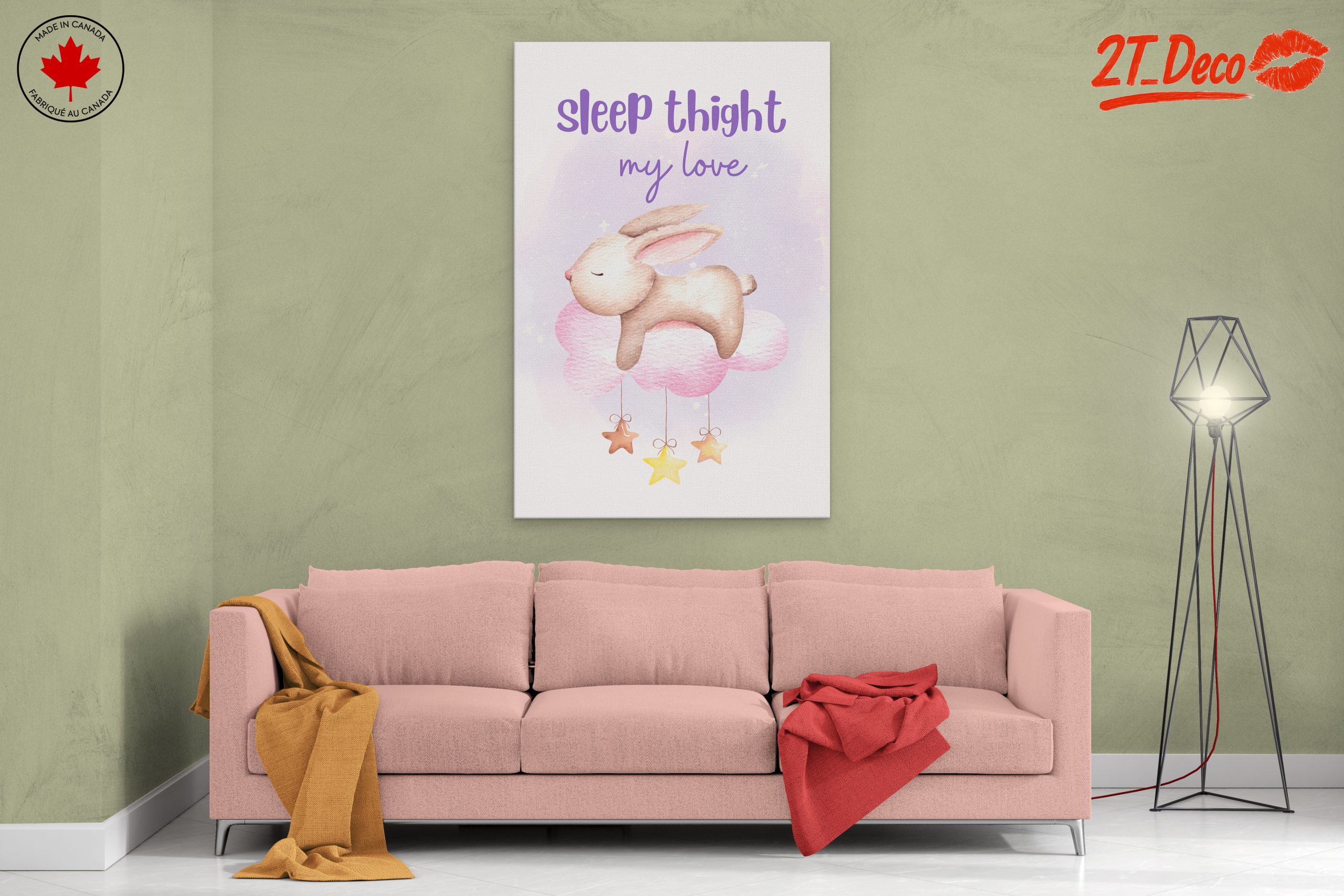 Adorable Bunny on Pink Cloud for Kids - Image 2
