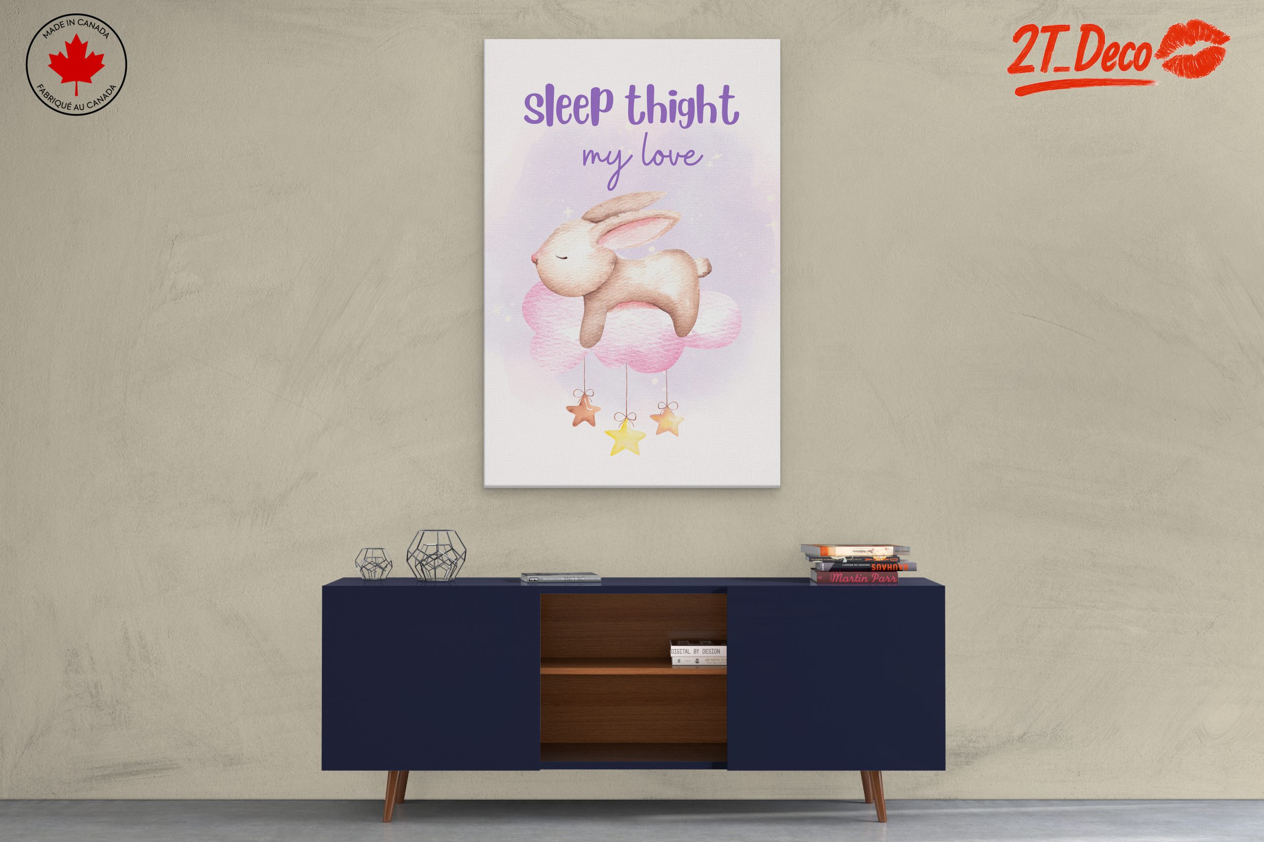 Adorable Bunny on Pink Cloud for Kids - Image 3