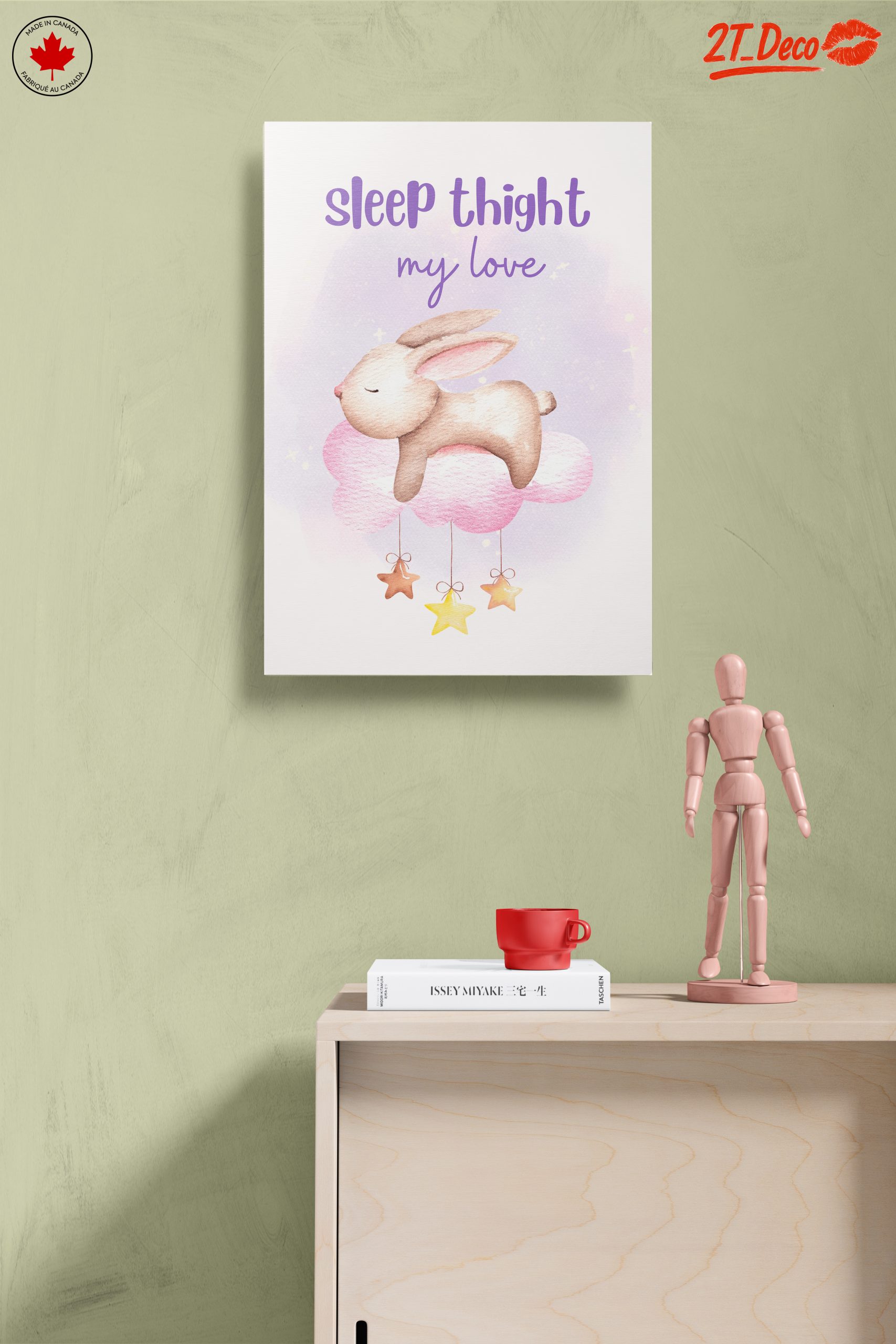 Adorable Bunny on Pink Cloud for Kids - Image 14