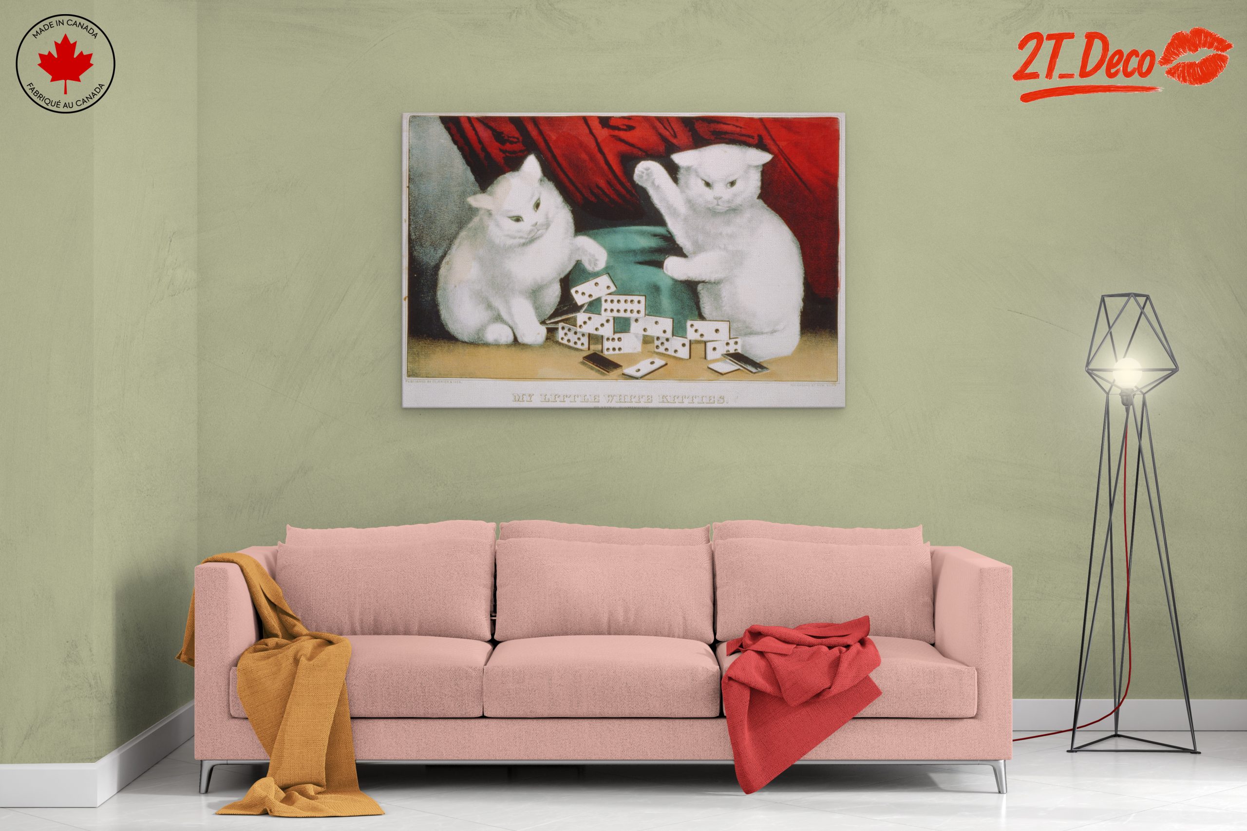 Charming White Kittens Playing with Dominoes - Image 2