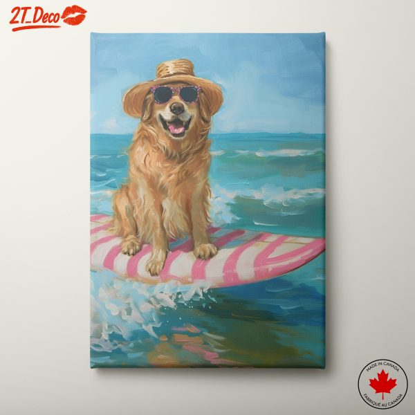 Golden Retriever Surfing in a Playful Setting