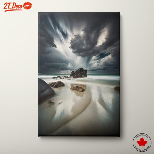 Dramatic Stormy Beach Landscape Art