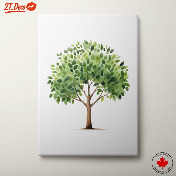 Lush Green Tree Watercolor Artwork