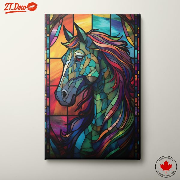 Colorful Stained Glass Horse Artwork