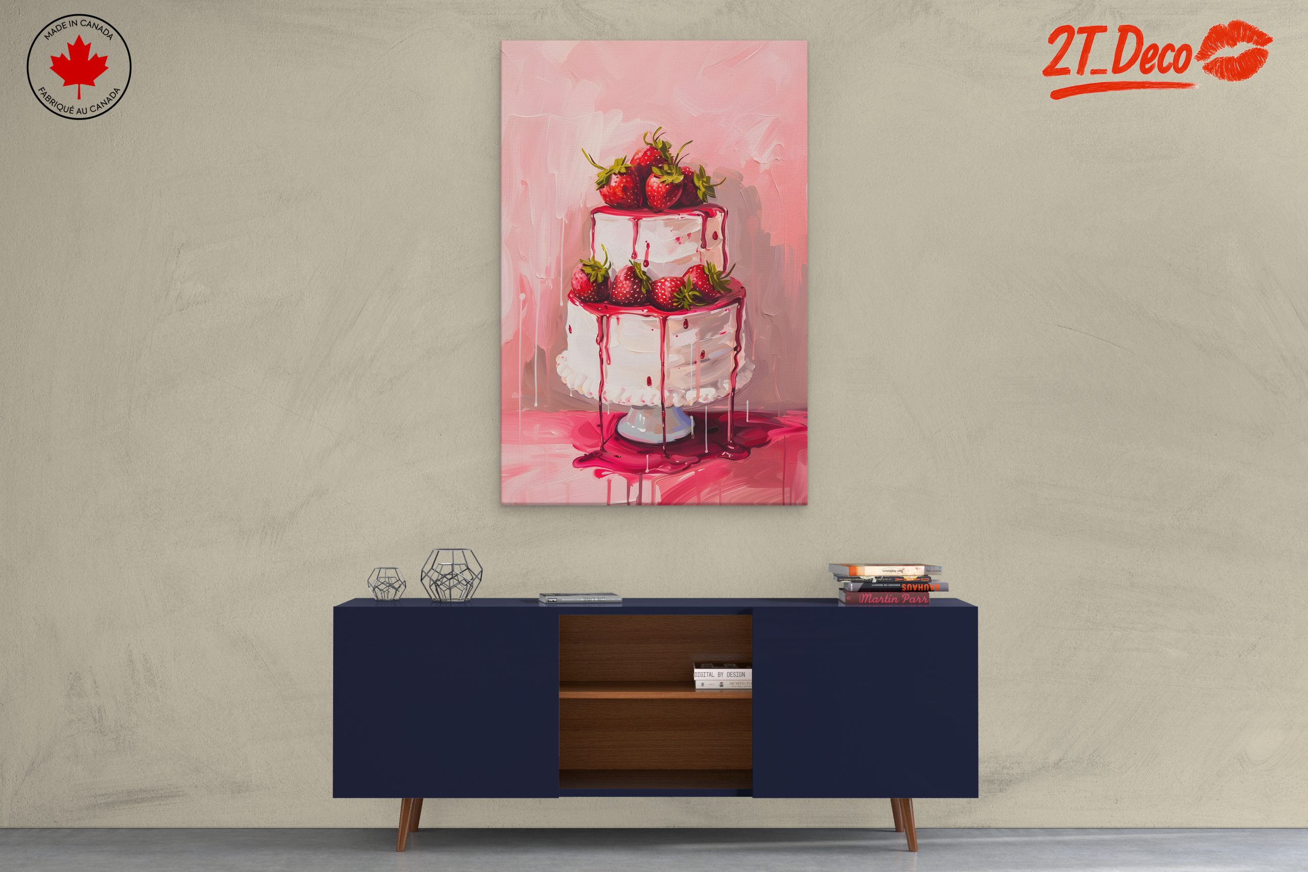 Strawberry Topped Cake Abstract Art - Image 3