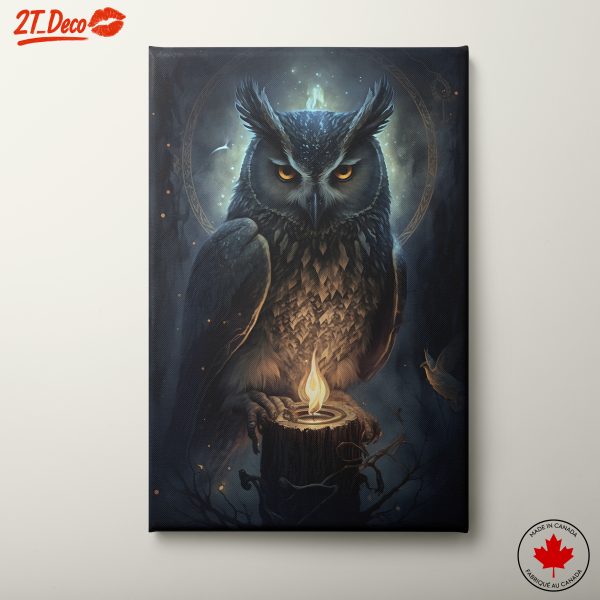 Mystical Owl Illuminated by Candlelight