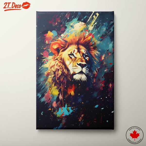 Vibrant Lion Art with Colorful Splash