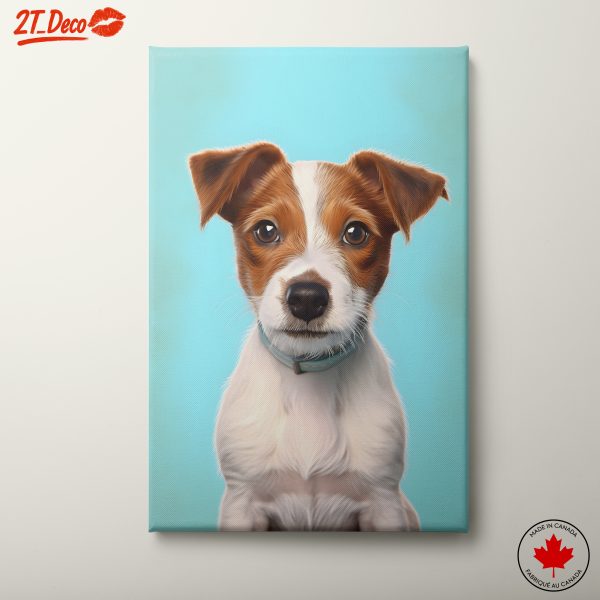 Charming Dog Portrait with Teal Background