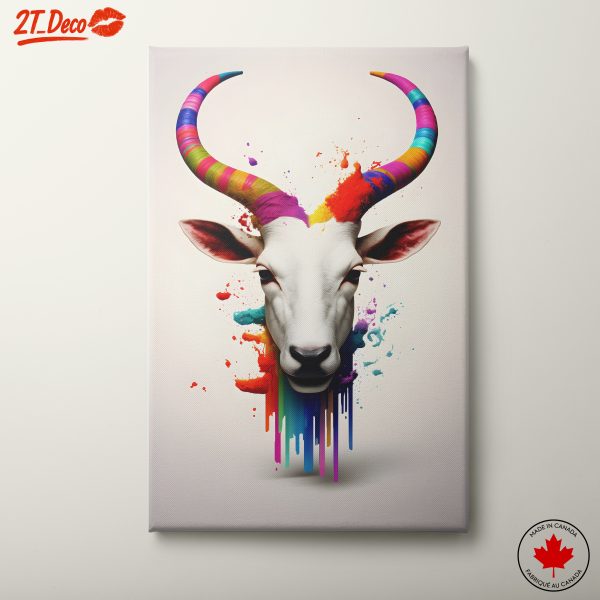 Vibrant Animal Head with Colorful Paint Splashes