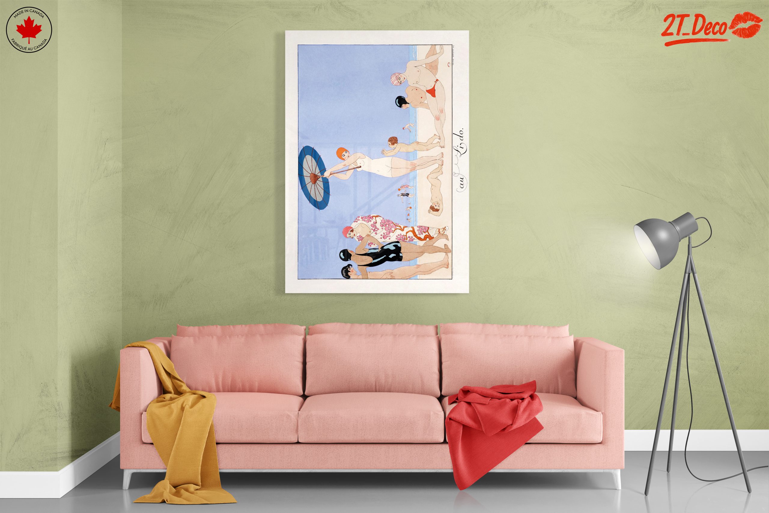 Vintage Beach Scene with Swimmers - Image 7