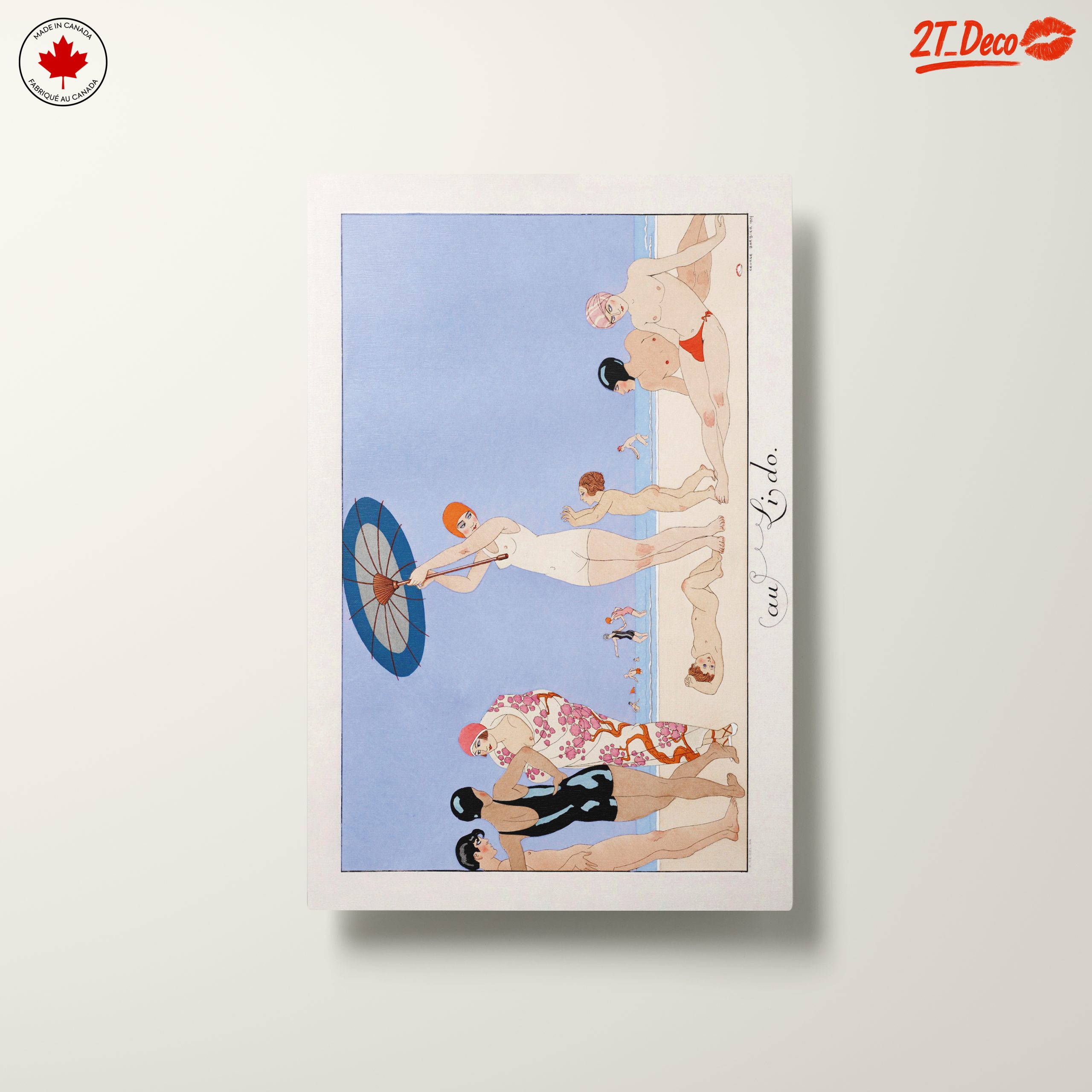 Vintage Beach Scene with Swimmers - Image 10