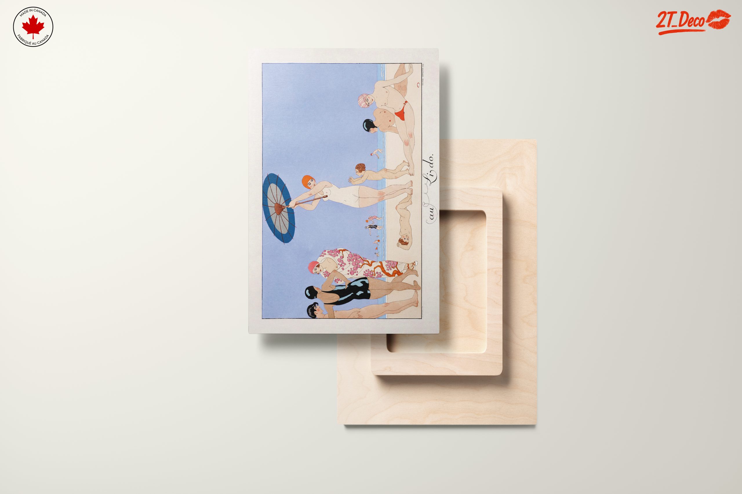 Vintage Beach Scene with Swimmers - Image 11