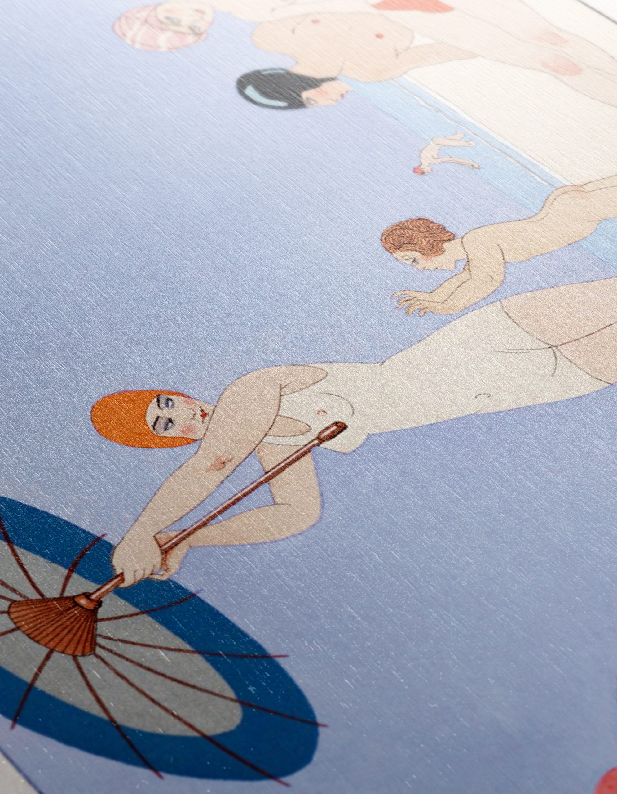 Vintage Beach Scene with Swimmers - Image 12