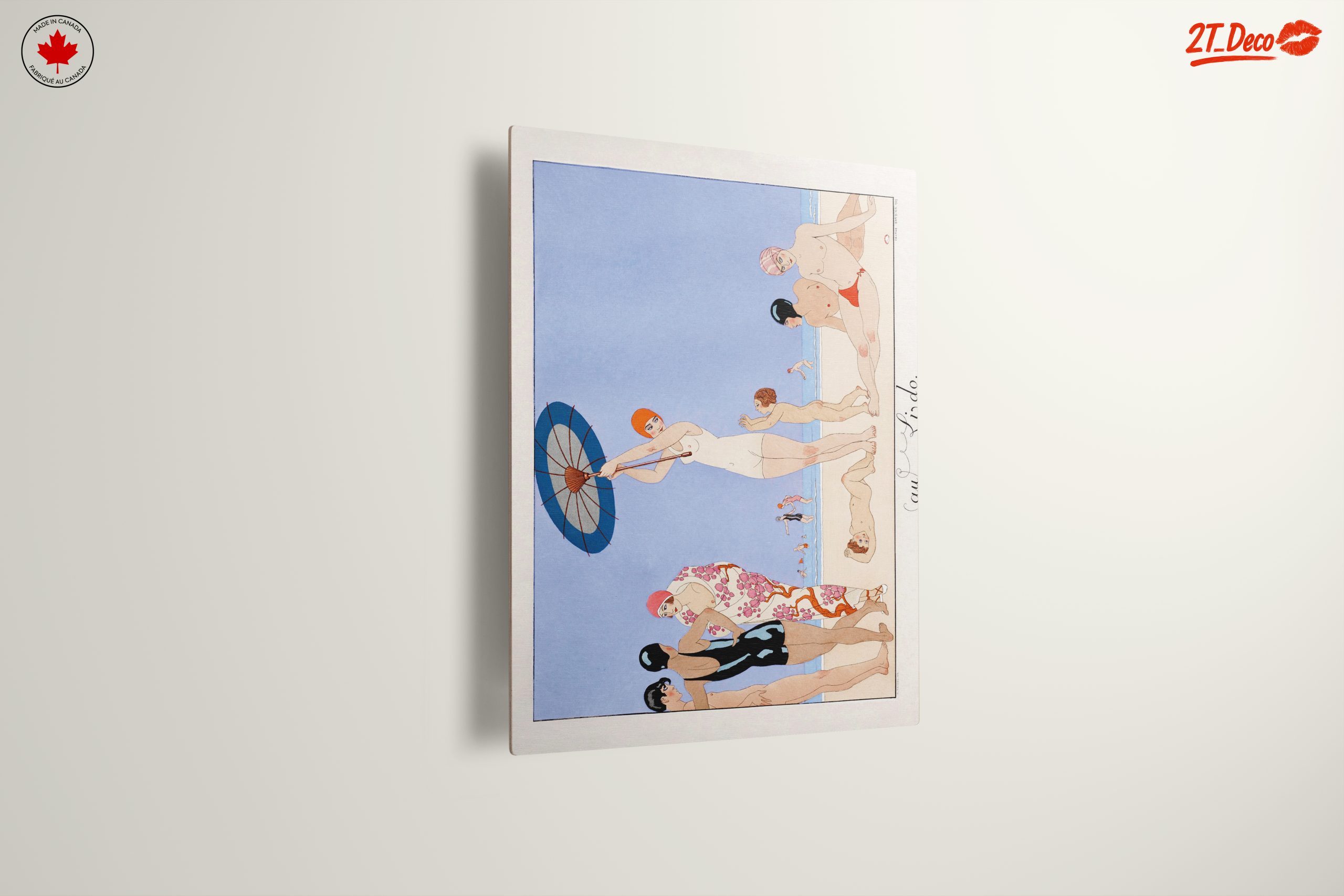 Vintage Beach Scene with Swimmers - Image 13