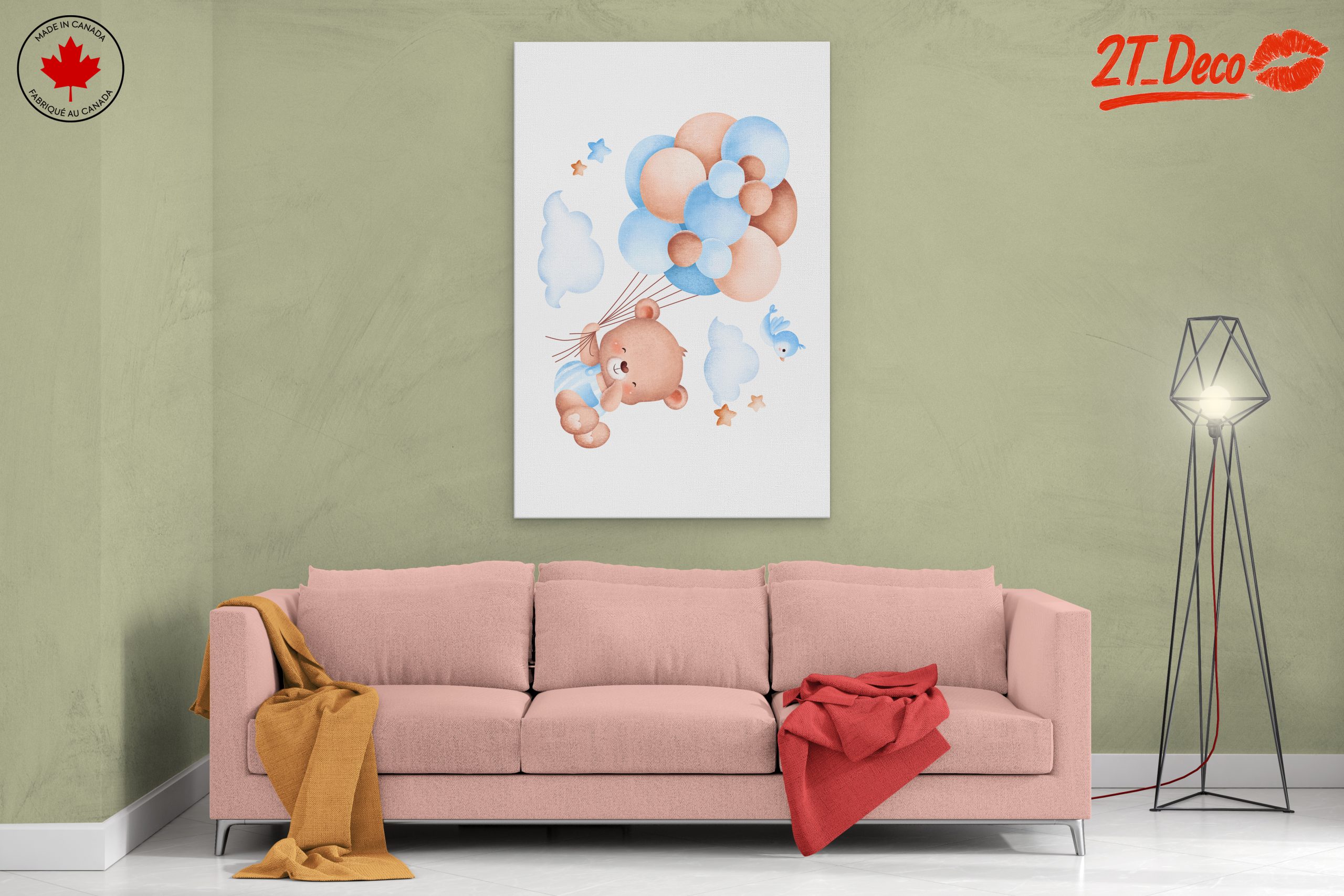 Adorable Bear with Balloons Artwork - Image 2