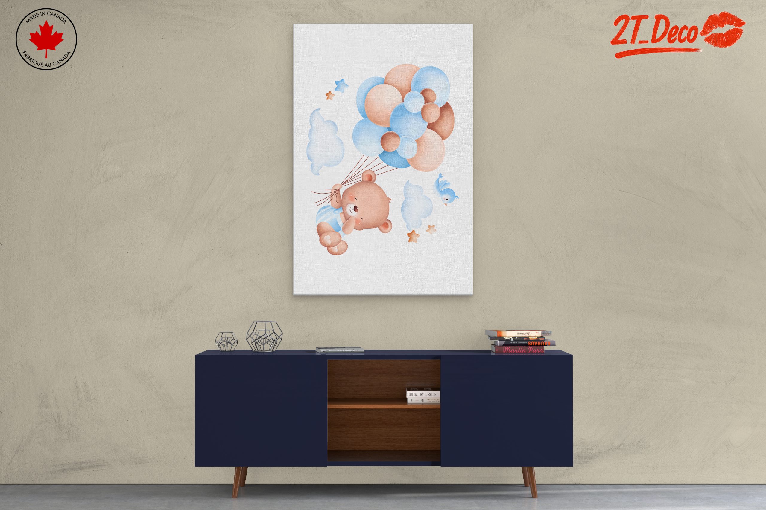 Adorable Bear with Balloons Artwork - Image 3
