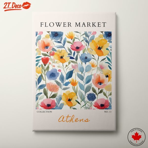 Colorful Floral Market Art Print Inspired by Athens