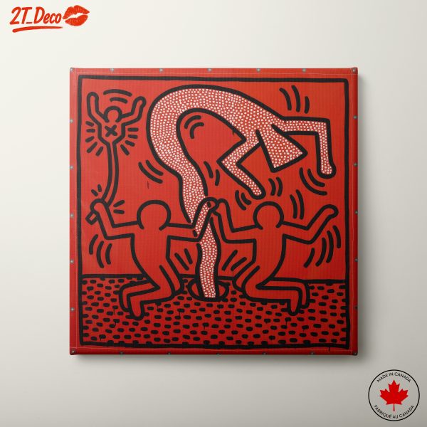 Dynamic Red Contemporary Pop Art Featuring Playful Figures