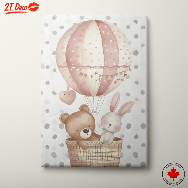 Whimsical Hot Air Balloon Adventure with Cute Animals