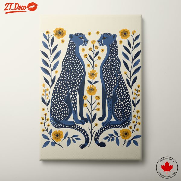 Stylized Cheetahs with Floral Elements