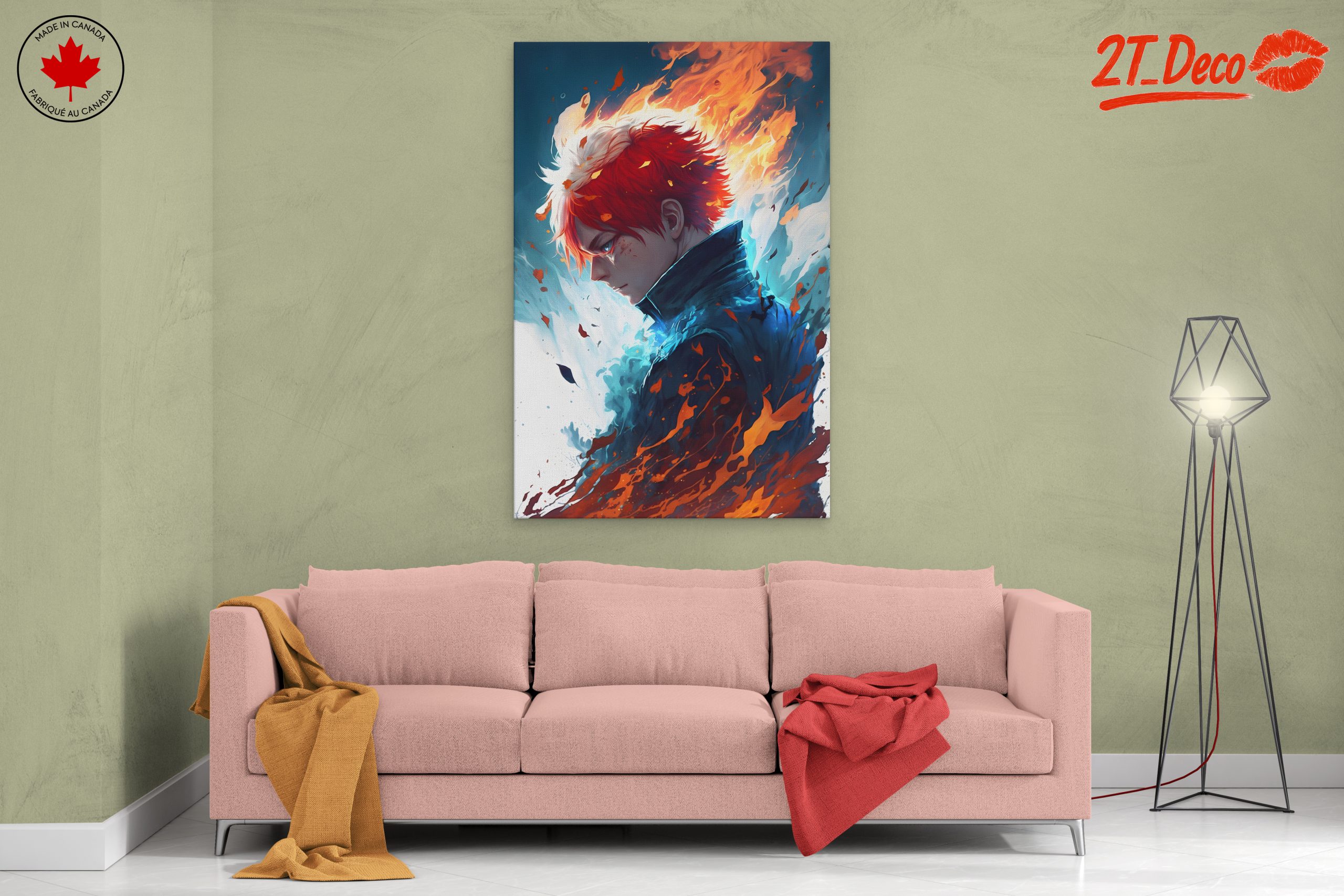 Dynamic Anime Art Featuring Fire and Ice Characters - Image 2