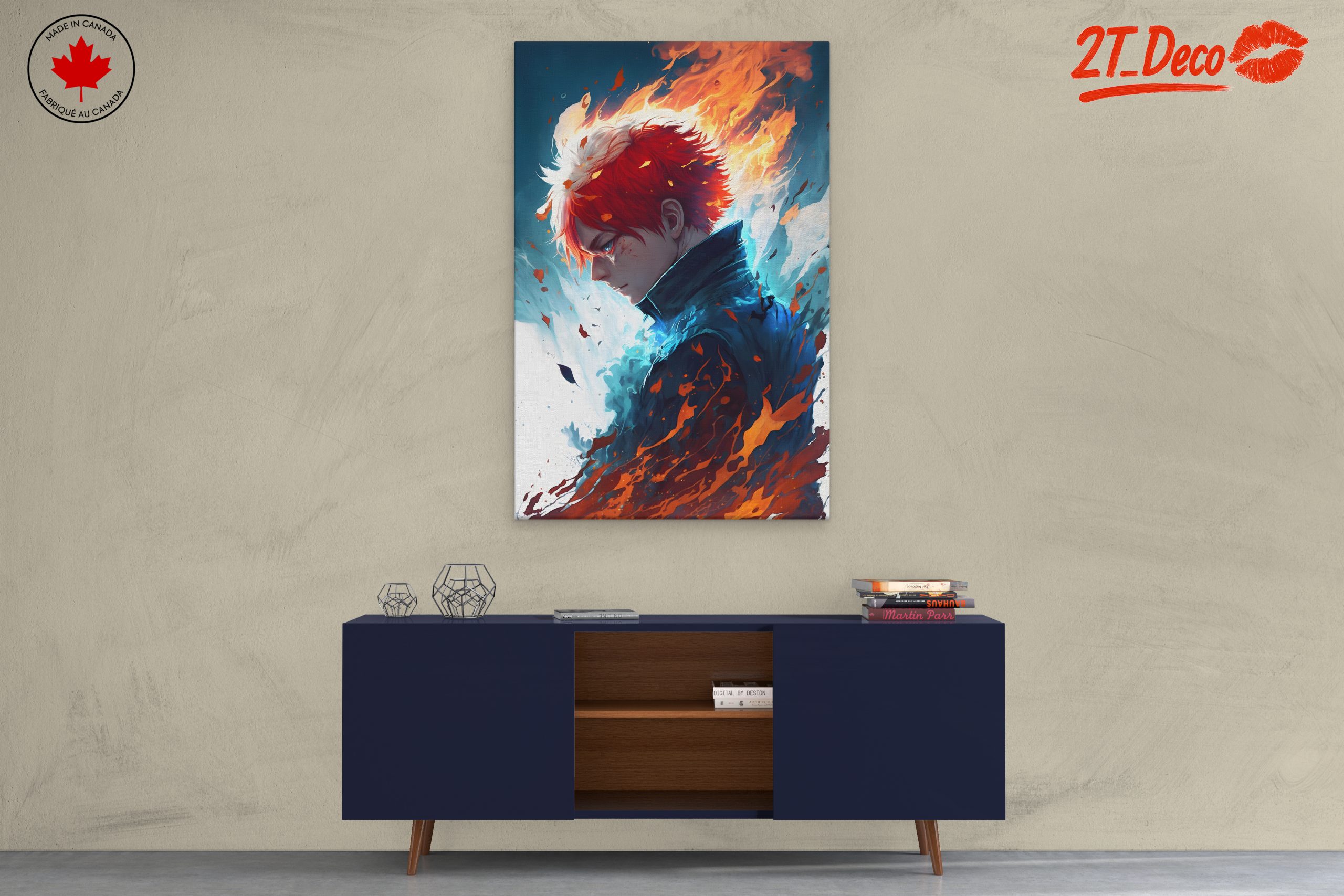 Dynamic Anime Art Featuring Fire and Ice Characters - Image 3