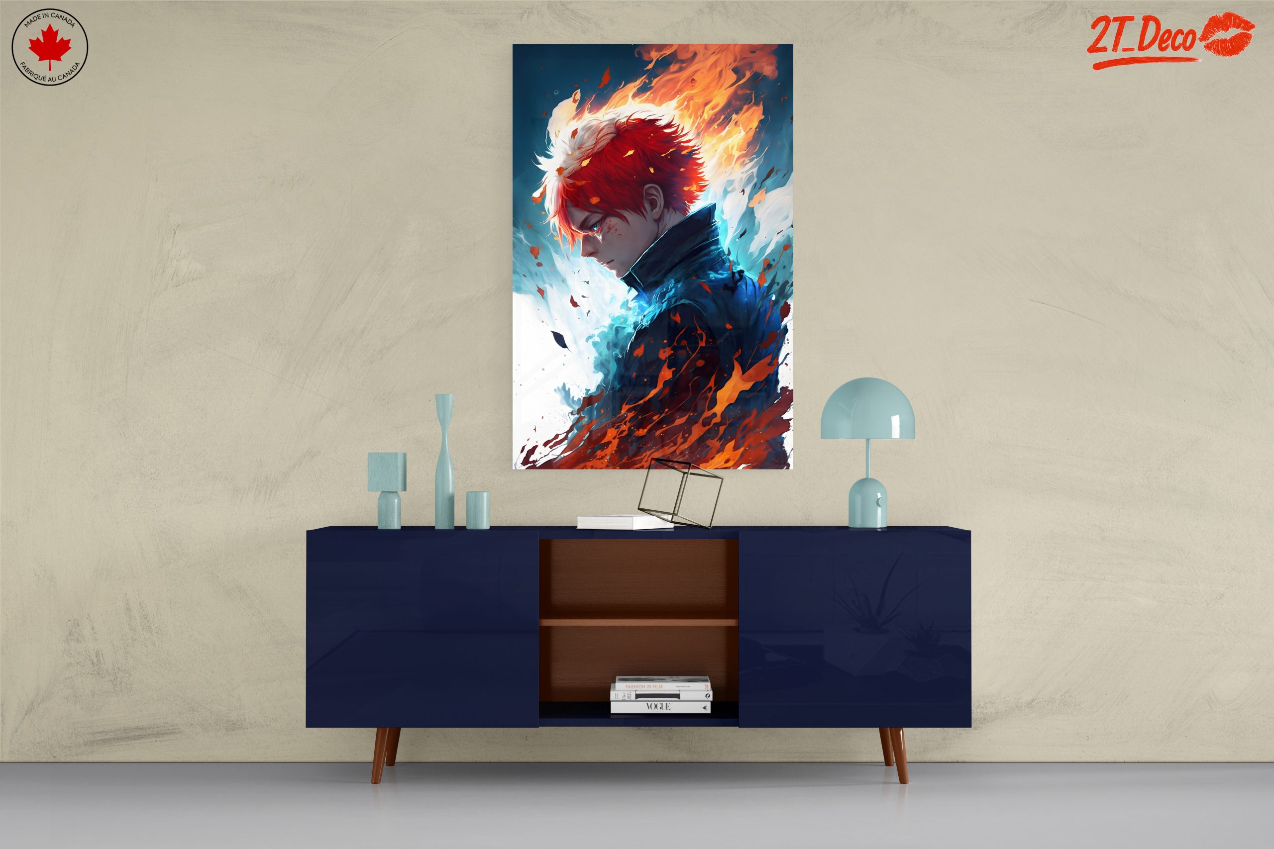 Dynamic Anime Art Featuring Fire and Ice Characters - Image 8