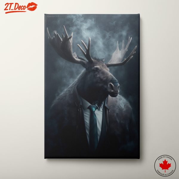 Moose in Suit with Smoky Background