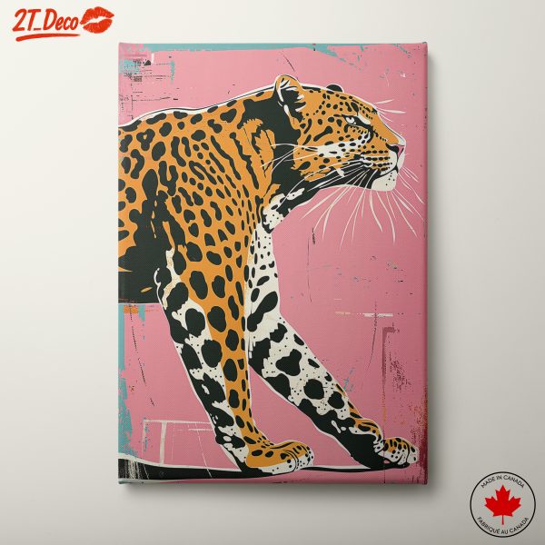 Stylized Leopard Art on Pink Background