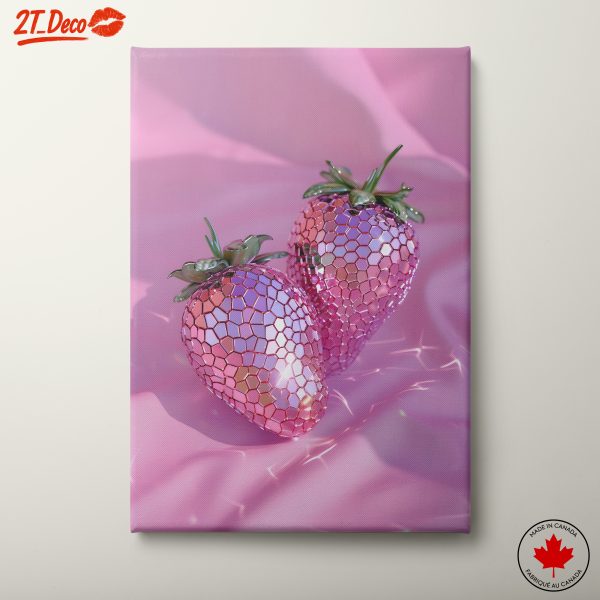 Abstract Strawberry Art with Shimmering Pink Hues