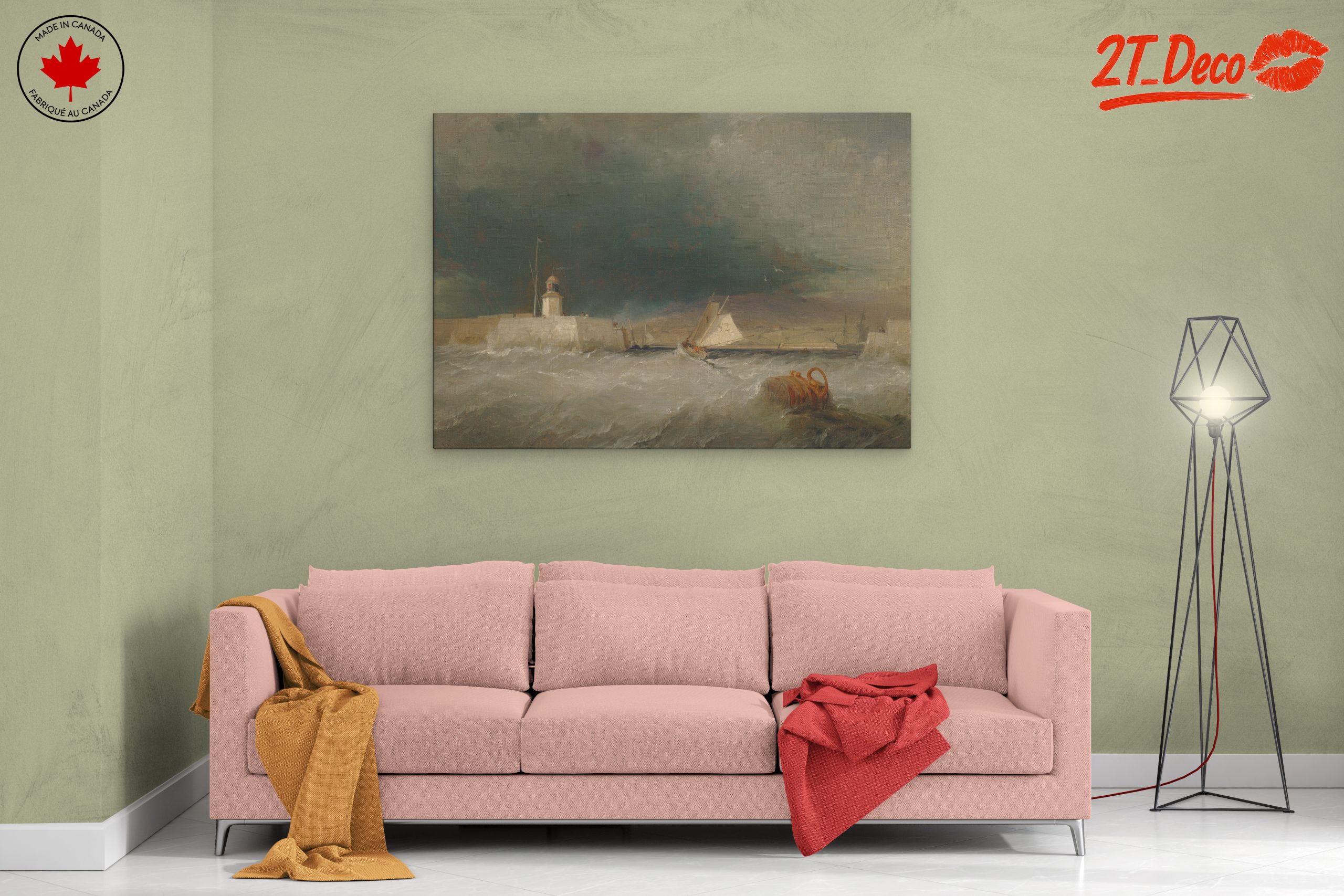 Stormy Marine Scene with Lighthouse and Sailboats - Image 2