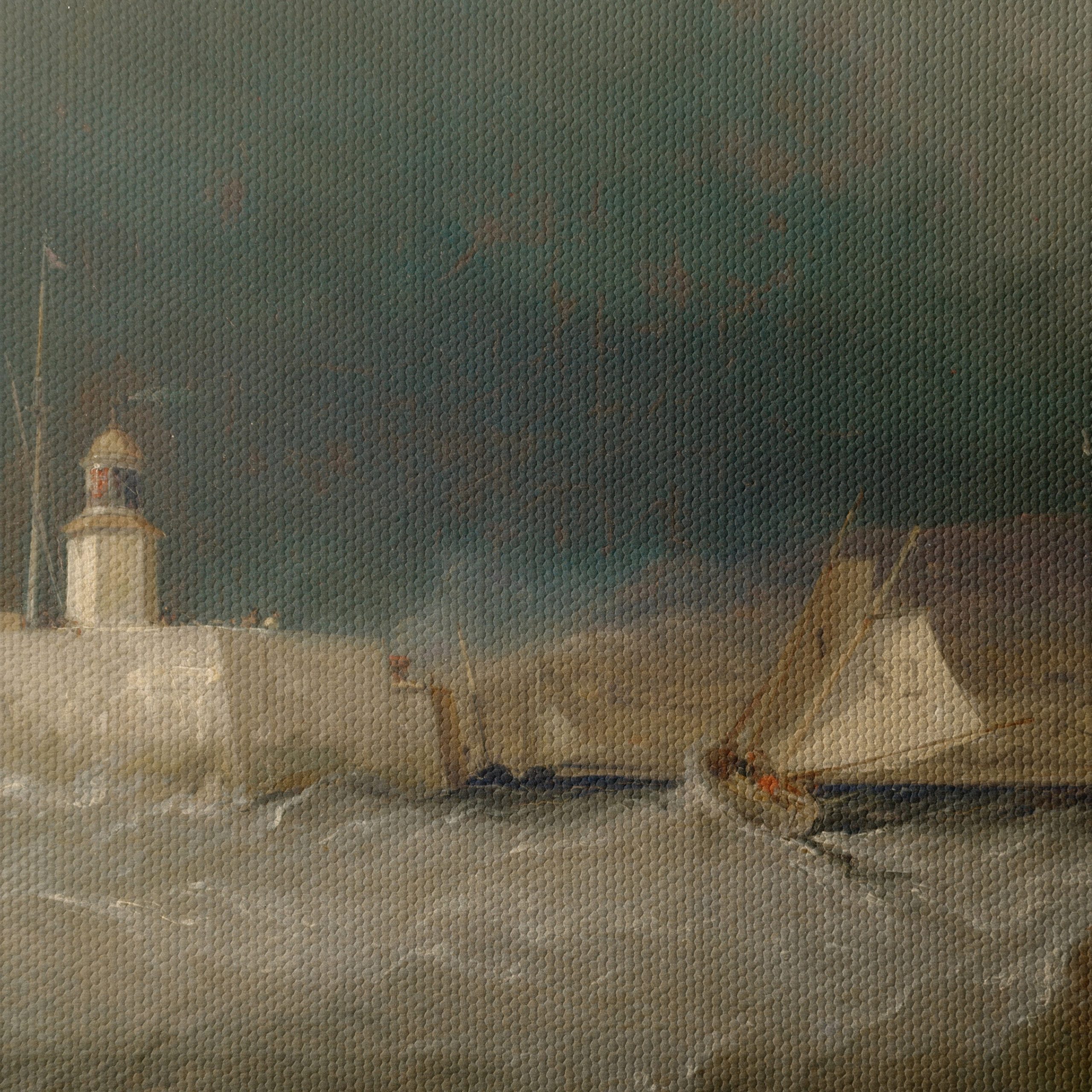 Stormy Marine Scene with Lighthouse and Sailboats - Image 4