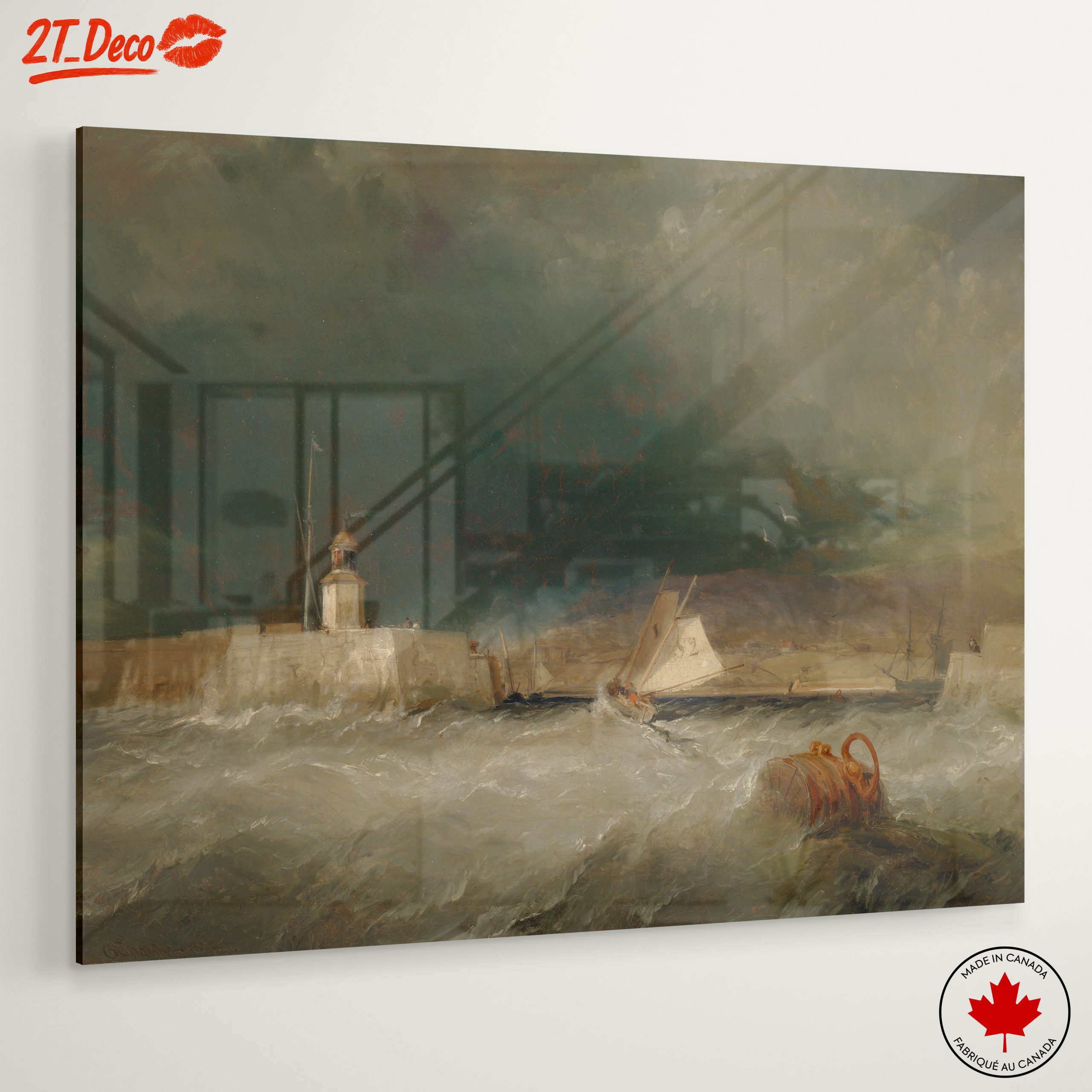 Stormy Marine Scene with Lighthouse and Sailboats - Image 6