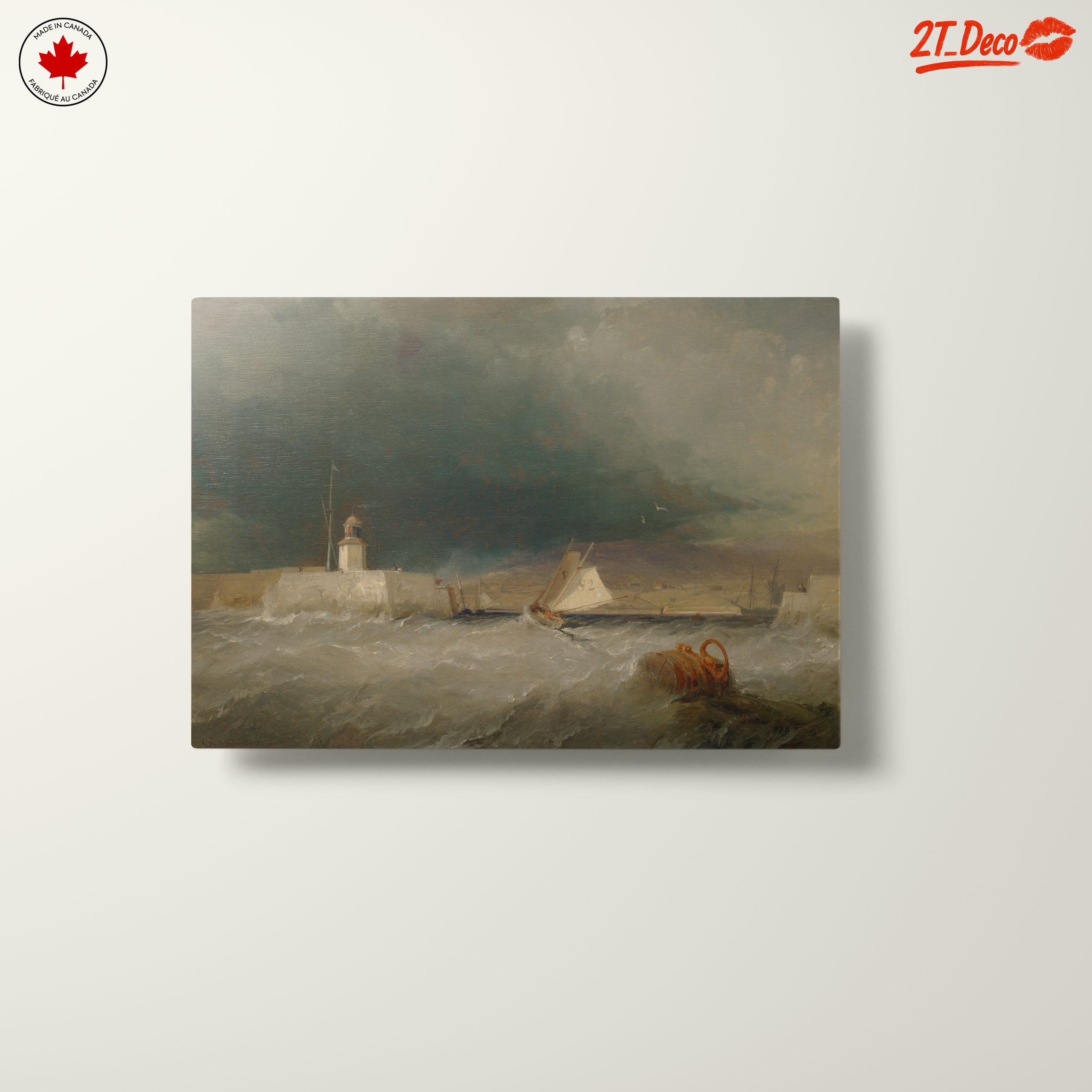 Stormy Marine Scene with Lighthouse and Sailboats - Image 10