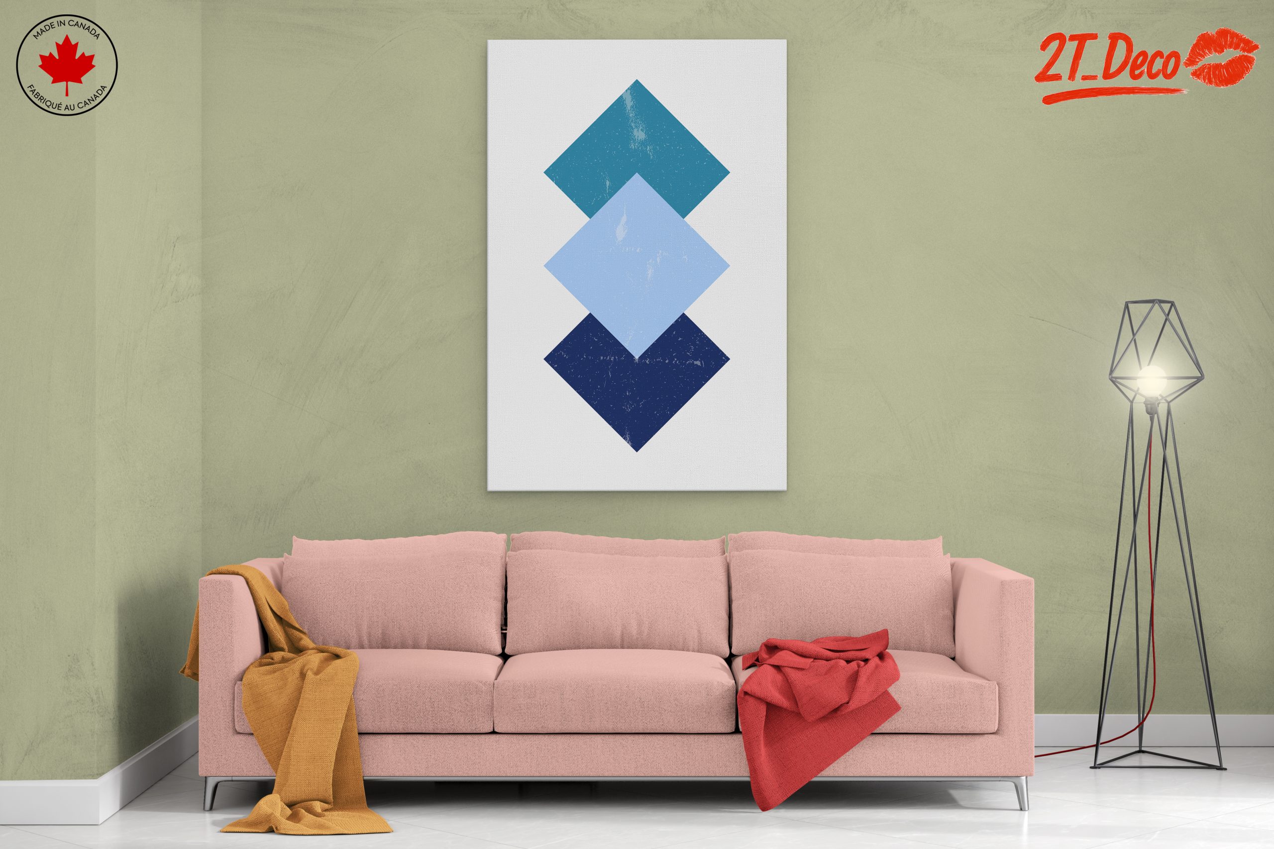 Geometric Blue Tones Abstract Art - Image 2